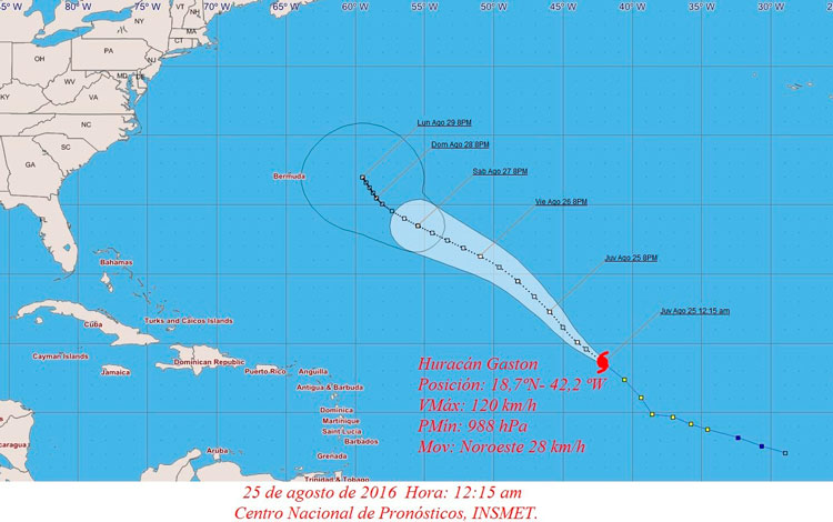Mapa de huracán en el Caribe