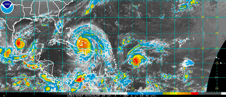 Imagen del huracán Irma, 1:00 a.m., 8 de septiembre.