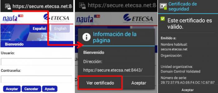Advertencia de seguridad en navegación por internet.