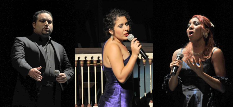 Las sopranos Laritza Acosta y Niubis Cañete, junto al tenor Héctor Rodríguez.