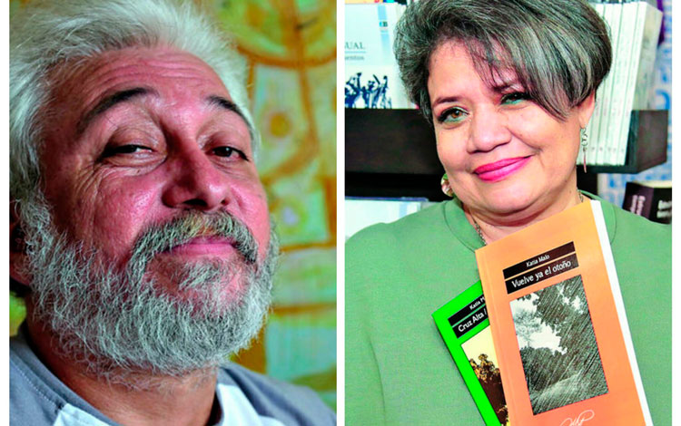 Los escritores panameños Moisés Pascual y Katia Malo