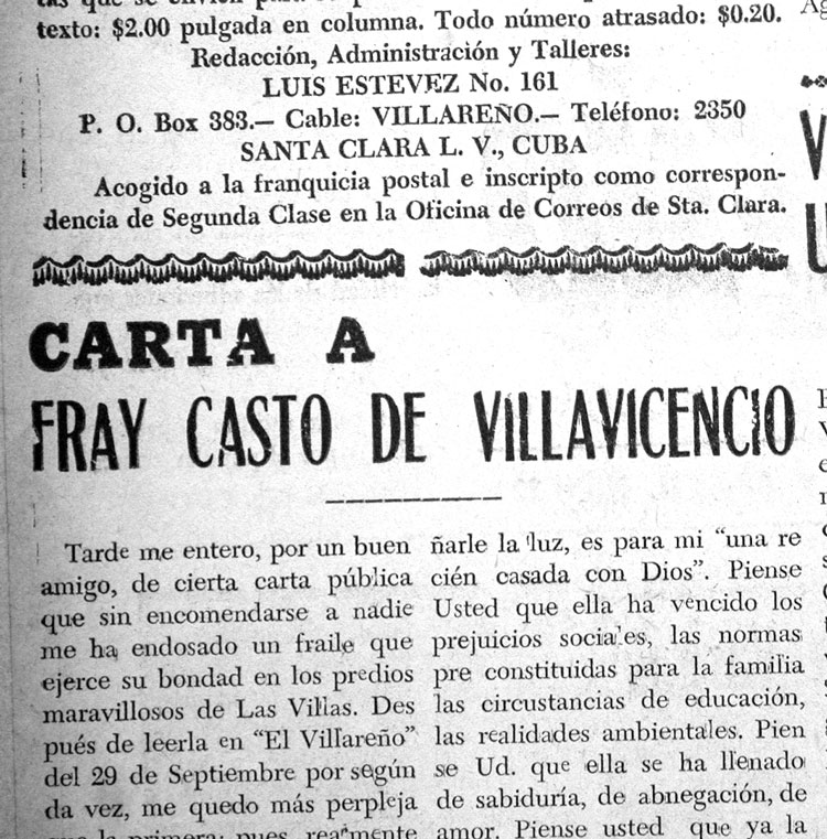 Réplica de Carilda Oliver Labra a Fray Casto.