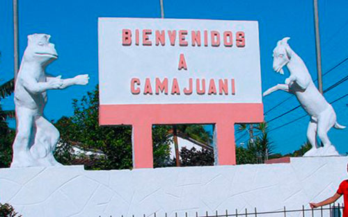 Cartel de bienvenida a Camajuaní, Villa Clara.