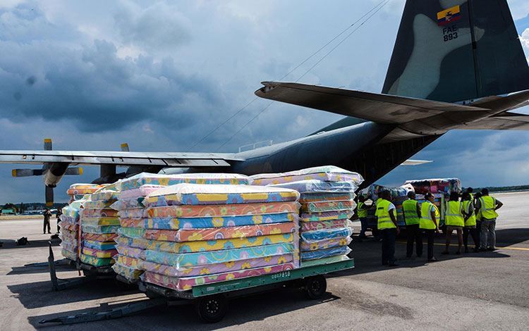 Donativo de Ecuador para damnificados por el huracán Irma en Cuba.