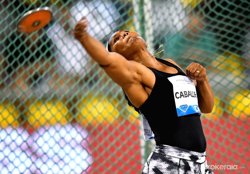 Denia Caballero en primera parada de la Liga del Diamante de Atletismo 2018, en Doha, Catar.