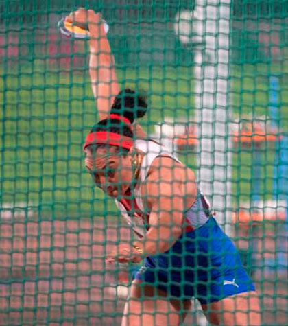 Denia Caballero compite en la final de los Panamericanos de Lima 2019.