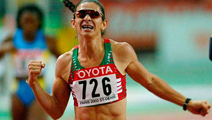 Ana Gabriela Guevara gana los 400 m en el Mundial de París en 2003. Ana Gabriela Guevara gana los 400 m en el Mundial de París en 2003.