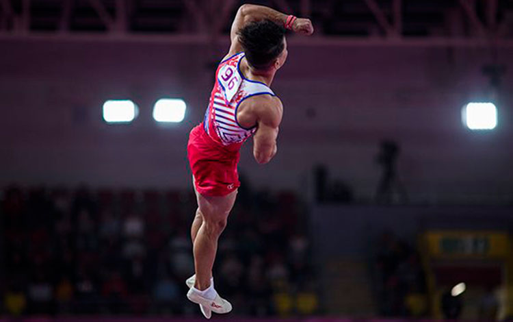 Gimnasta cubano Alejandro de la Cruz, bronce en salto en los Panamericanos de Lima 2019.