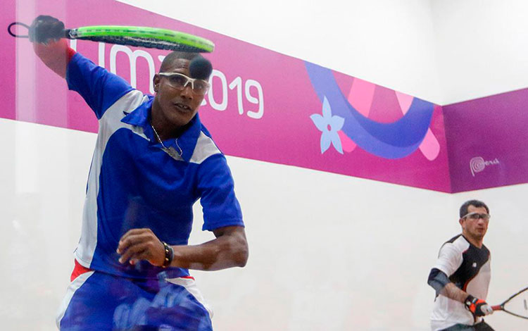 Maykel Moyet en el torneo de raquetbol de los Panamericanos de Lima 2019.