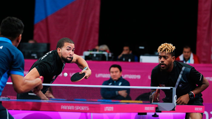 Los cubanos Andy Pereira y Jorge Moisés Campos en los dobles de los Panamericanos de Lima 2019.