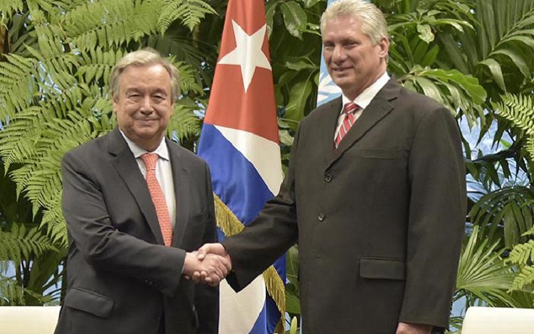 Miguel Díaz-Canel recibió al secretario de la ONU