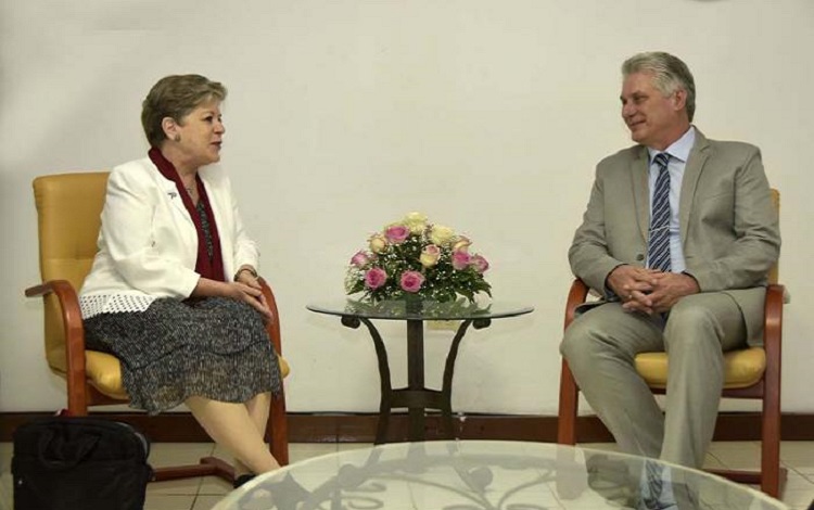 Miguel Díaz-Canel Bermúdez recibió a la excelentísima señora Alicia Bárcena Ibarra