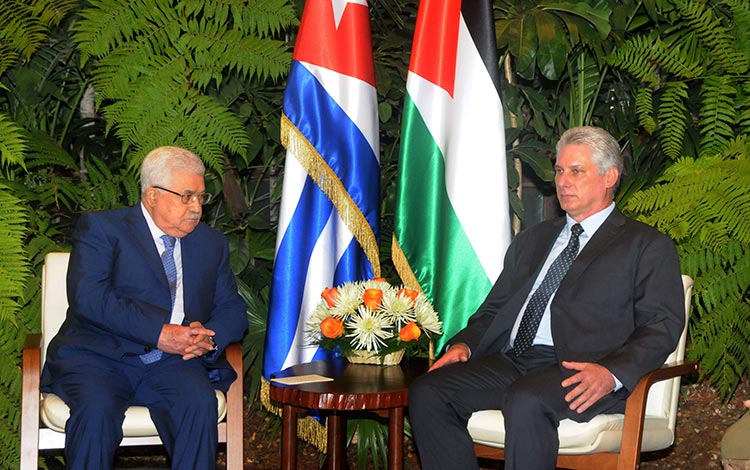 Encuentro entre Mahmoud Abbas, presidente de Palestina, y el presidente de Cuba, Miguel Díaz-Canel Bermúdez.