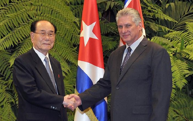 Díaz-Canel junto a Kim Yong Nam