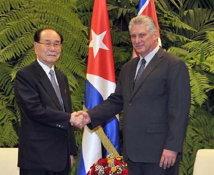 Díaz-Canel junto a Kim Yong Nam