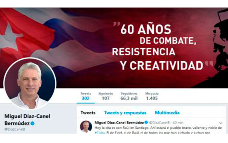 Cuenta de Twitter de Miguel Díaz-Canel, presidente de los Consejos de Estado y de Ministros de Cuba.