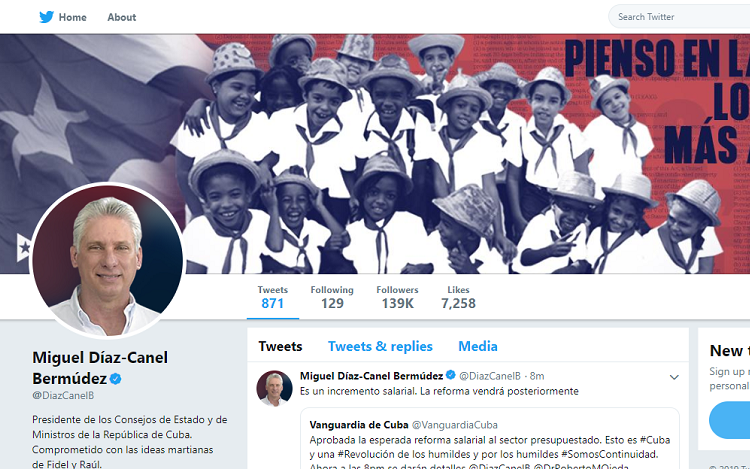 Tweet del Presidente cubano