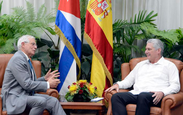 Presidente cubano, Miguel Díaz-Canel, y canciller de España, Josep Borrell.