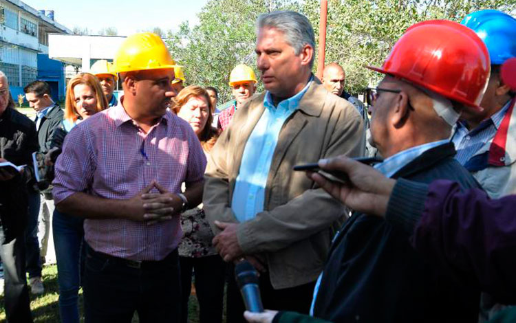Presidente de la República de Cuba, MIguel Díaz-Canel, durante visita gubernamental a Sancti Spíritus.