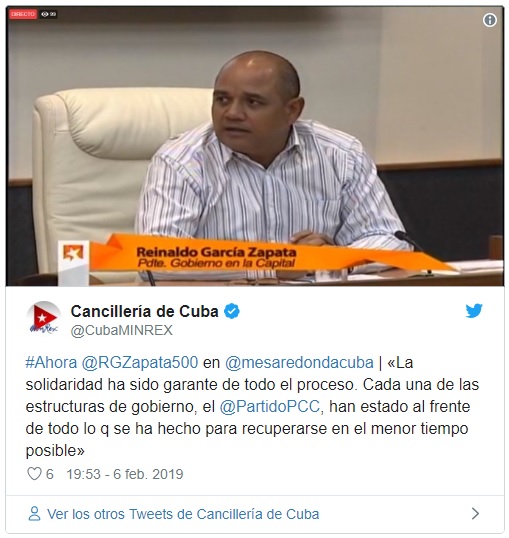 Tweet de la Cancillerí­a de Cuba