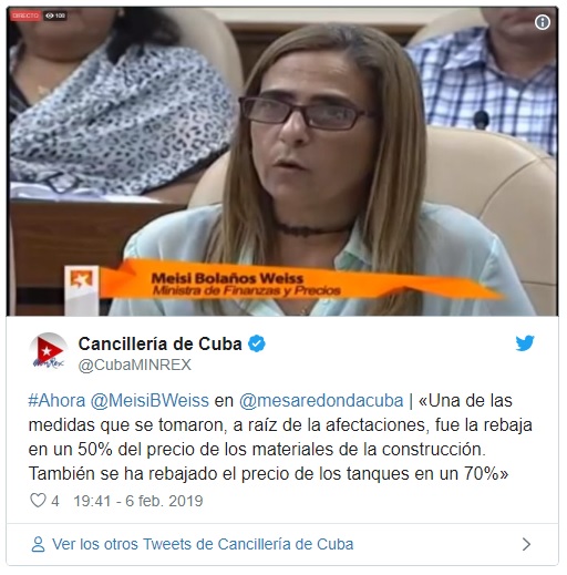Tweet de la Cancillerí­a de Cuba