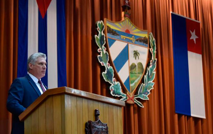 Miguel Díaz-Canel, presidente cubano, pronuncia discurso de clausura de la Asamblea Nacional del Poder Popular, 22 de diciembre de 2018.