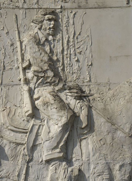 Detalle del mural de la tribuna de la Plaza de la Revolución Ernesto Che Guevara, Santa Clara.