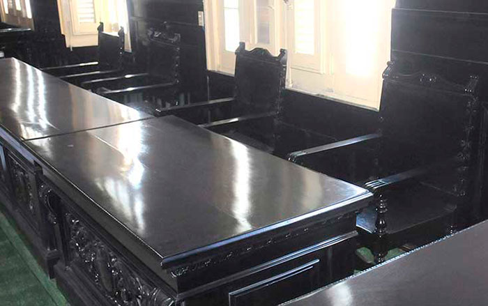 Sala del antiguo tribunal de urgencias de Las Villas, donde Fidel Castro pronunció su primera autodefensa.