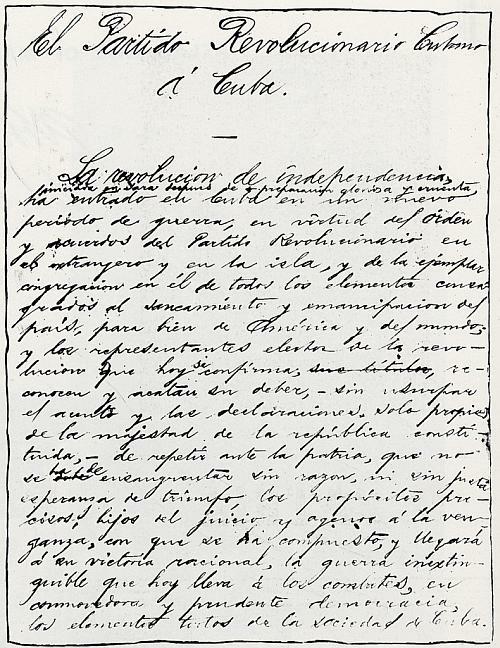 Primera página del Manifesto de Montecristi.