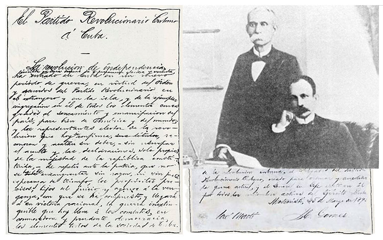 José Martí, Máximo Gómez y Manifiesto de Montecristi.