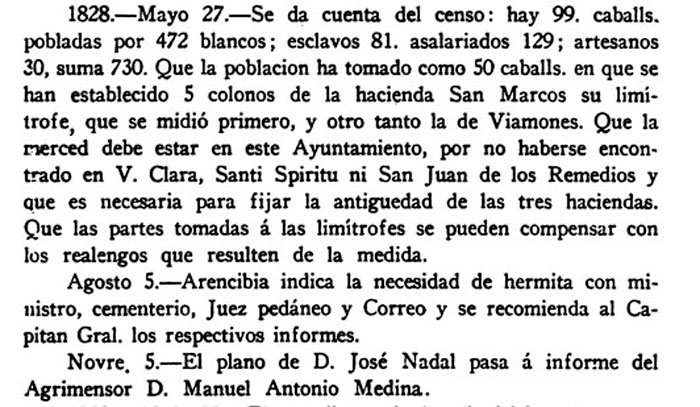 Datos de población de Santo Domingo correspondientes a 1830.