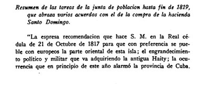 Informes sobre la futura colonia de Santo Domingo.