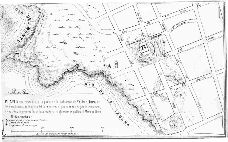 Plano del lugar donde fue fundada Santa Clara.