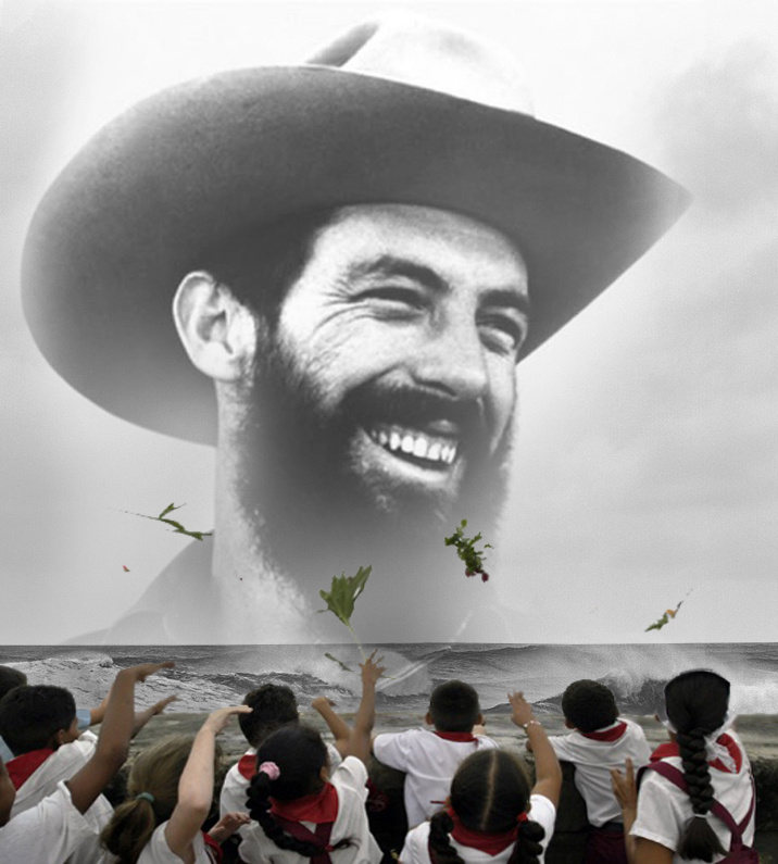 Ilustración de Adalberto Linares sobre Camilo Cienfuegos.