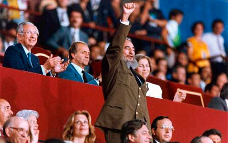 Fidel Castro Ruz en la inauguración de los Juegos Olímpicos de Barcelona-1992.