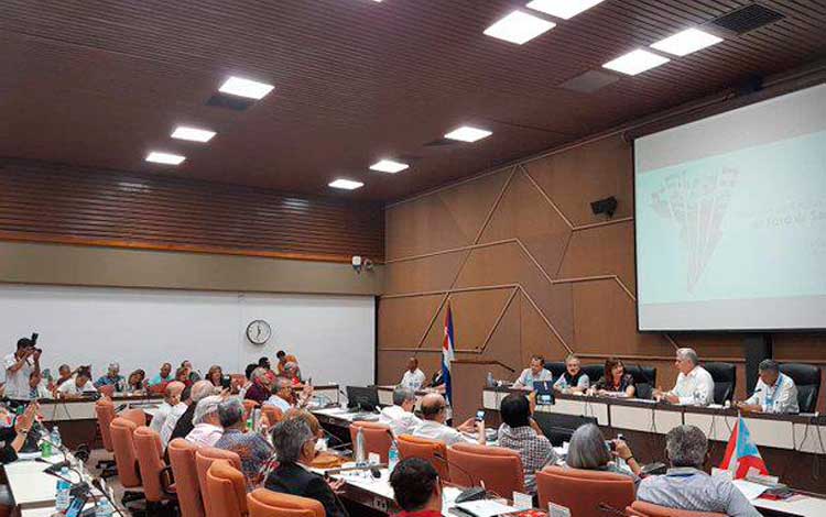  Díaz-Canel y Machado Ventura durante la reunión del Grupo de Trabajo del Foro de Sao Paulo