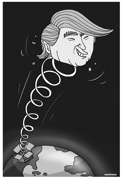 Ilustración de Alfredo Martirena sobre Donald Trump.