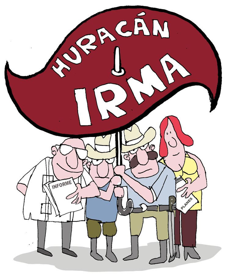 Ilustración de Alfredo Martirena sobre agricultura y huracán Irma.