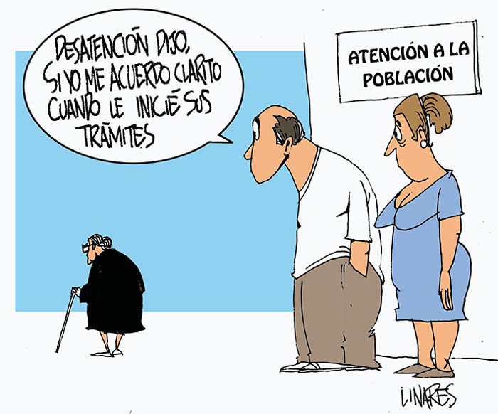 Caricatura de Alfredo Martirena sobre atención a la población.