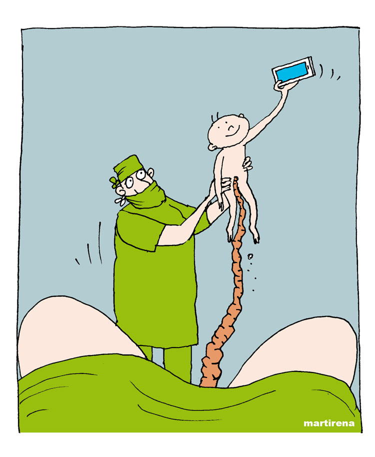 Ilustración de Alfredo Martirena sobre los selfis.