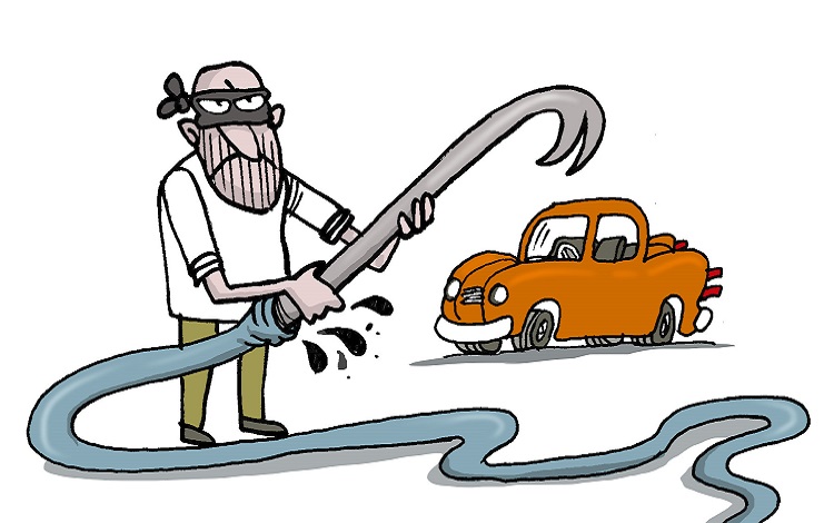 Ilustración de Martirena sobre el robo de combustible Ilustración de Martirena sobre el robo de combustible