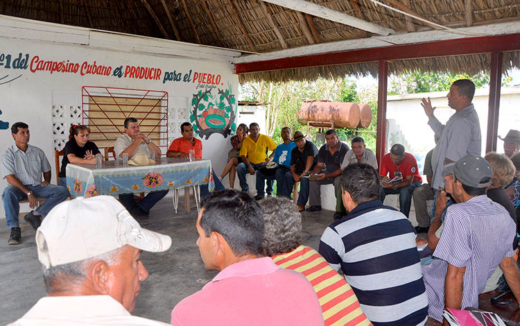 Rafael Santiesteban, presidente de la ANAP, dialoga con campesinos de Camajuaní. Rafael Santiesteban, presidente de la ANAP, dialoga con campesinos de Camajuaní.