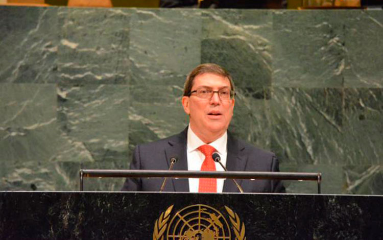Bruno Rodríguez Parrilla pronuncia discurso en la Asamblea General de la ONU.