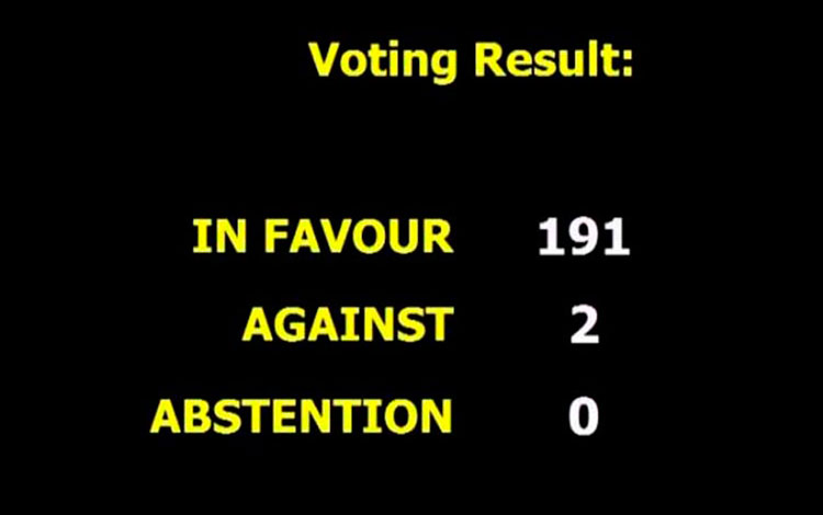 Votación contra el bloqueo en Asamblea General de la ONU.