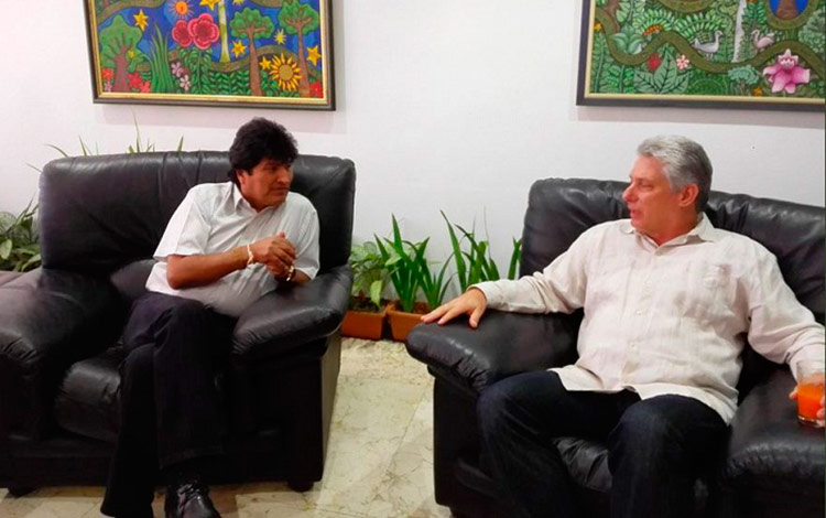 Evo Morales y Miguel Díaz-Canel reunidos en La Habana.
