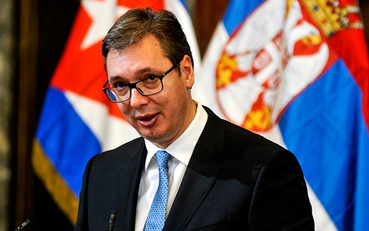 Aleksandar Vučić, presidente de Serbia, imparte conferencia en la Universidad de La Habana.