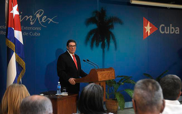 Bruno Rodríguez Parrilla, canciller de Cuba, en conferencia de prensa, el 24 de octubre de 2018.