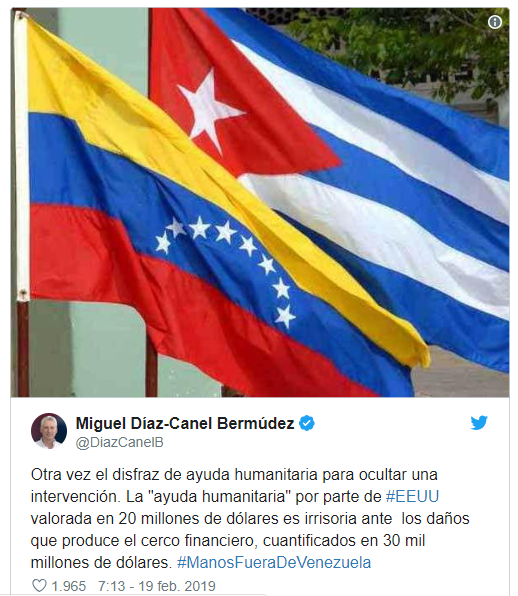 Tweet Miguel Dí­az-Canel