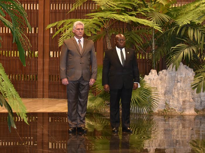 Miguel Dí­az-Canel y el Presidente de Ghana