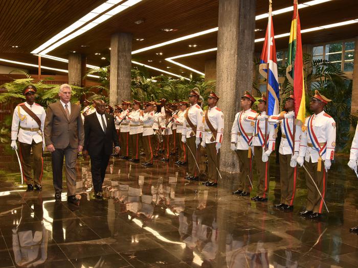 Miguel Dí­az-Canel y el Presidente de Ghana